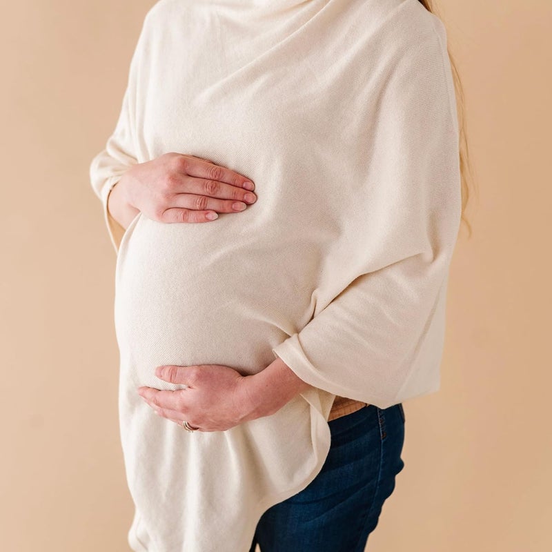 MakeMake Organics Knit Breathable Nursing Cover Up for Breastfeeding - Soft GOTS Certified Organic Cotton Breastfeeding Cover Up for Women - Privacy Feature, Vanilla - Image 3
